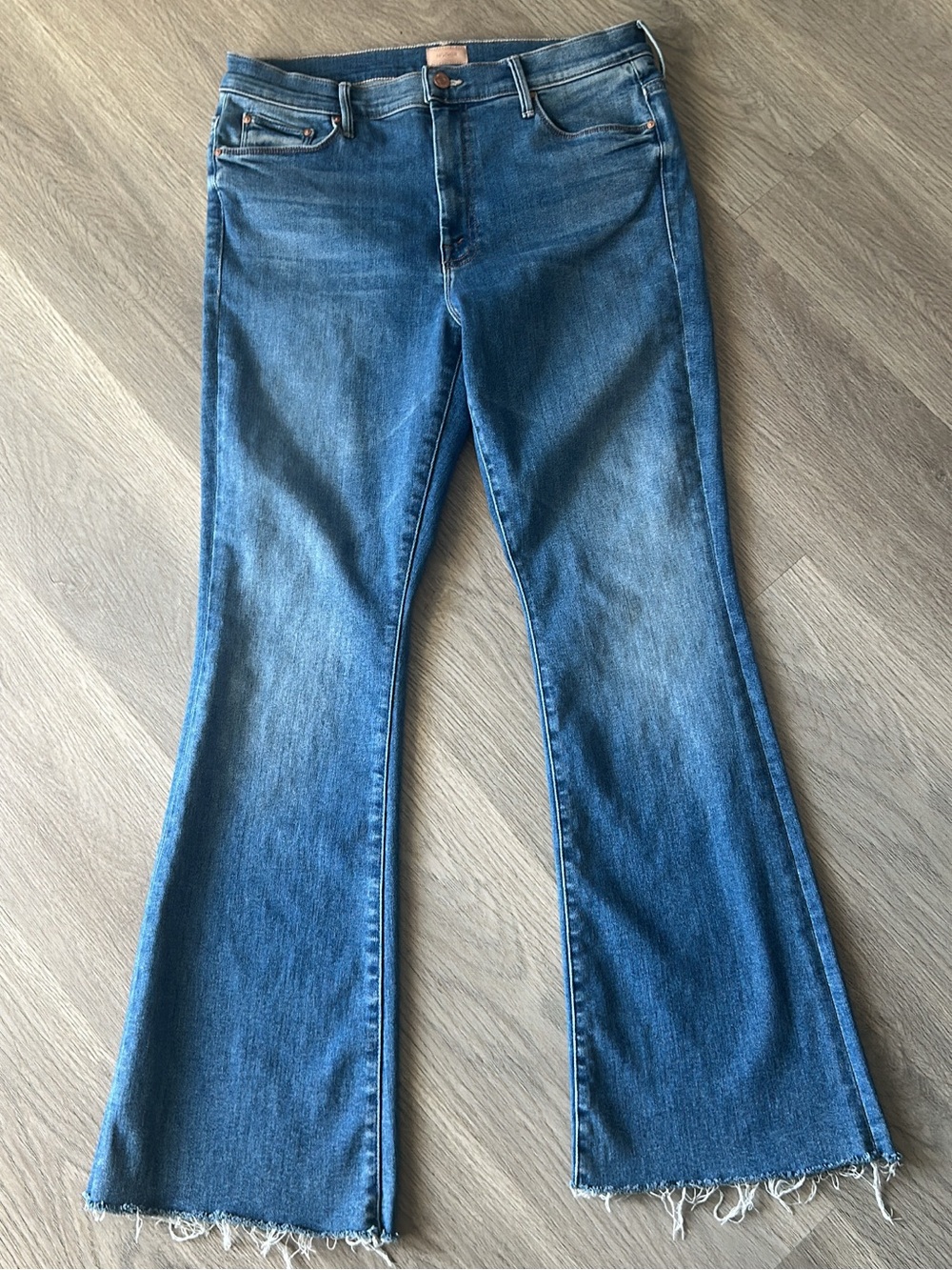 MOTHER Blue Flare Jeans in Medium Wash